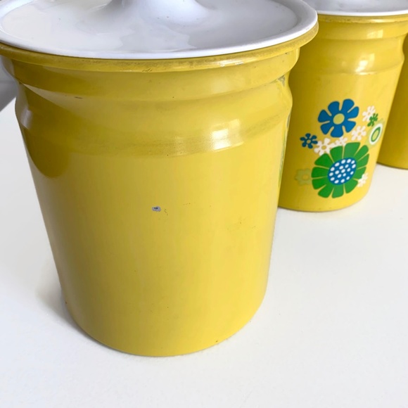SOLD Vintage Kromex Canister Set Yellow Flowers - Picture 9 of 13